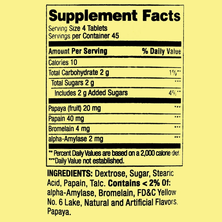 Spring Valley Papaya Enzyme Complex Chewable Tablets Dietary