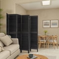 thumbnail image 4 of Dovelina 6 Panel Wood Room Divider, 5.6Ft, Freestanding Louvered Folding Privacy Screen, Black, 4 of 8