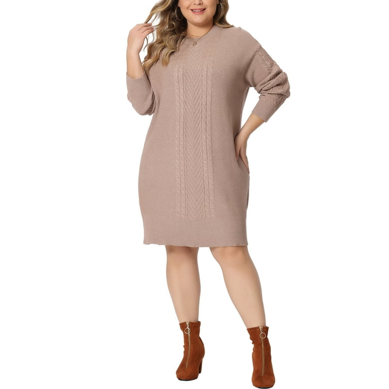 GRACE GRANDEUR Plus Size Sweater Dress for Women Long Sleeve