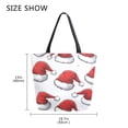 thumbnail image 5 of FORMRS Womens Canvas Tote Bag with Zipper Inner Pocket Shoulder Handbag, Red Santa Hats Pattern, 5 of 7
