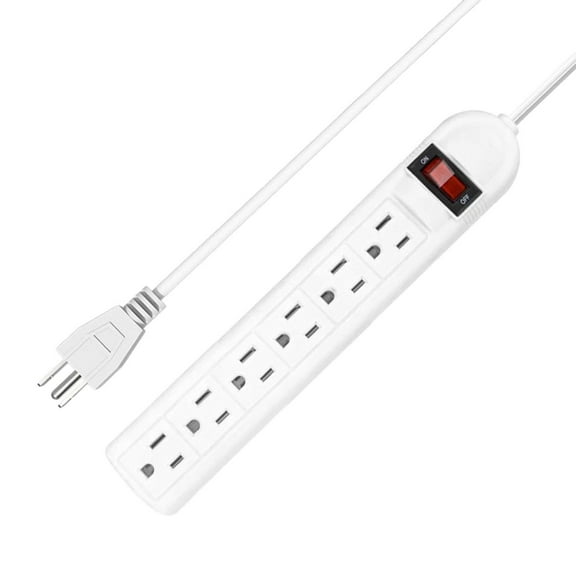 Kokiya 6 Outlet Power Strip US Plug 1000W 6.6 ft Extension Cord for Dorm Commercial