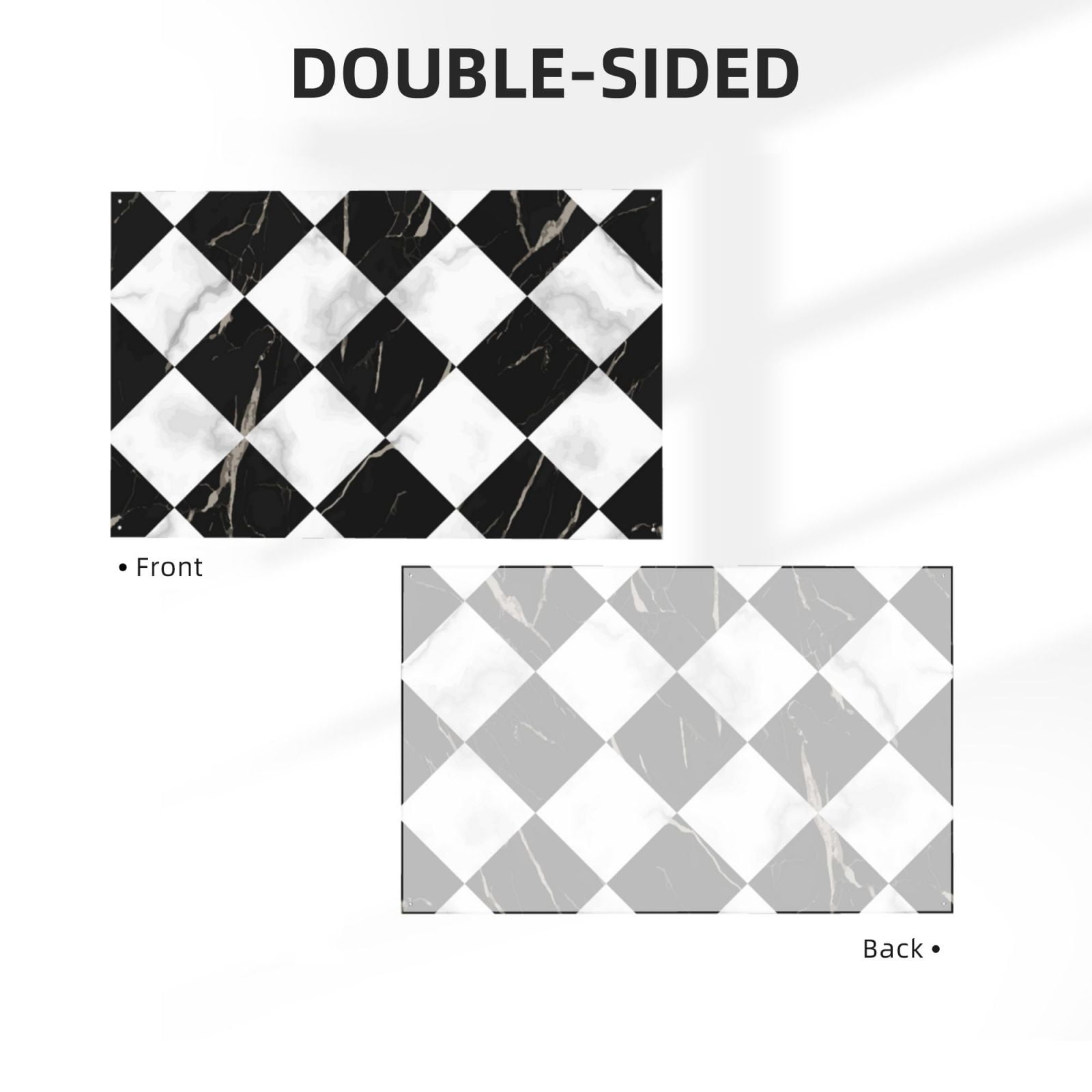 Marble Check Diagonal Black White Four Hole Decorated Banner Flag for Garden Yard Home Decoration Indoor Outdoor 4x6 Ft