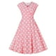 thumbnail image 1 of Gibobby Vestido de gasa de verano para mujer Vestido vintage de longitud media con y falda acampanada de estilo francés para mujer(Rosa,M), 1 of 4