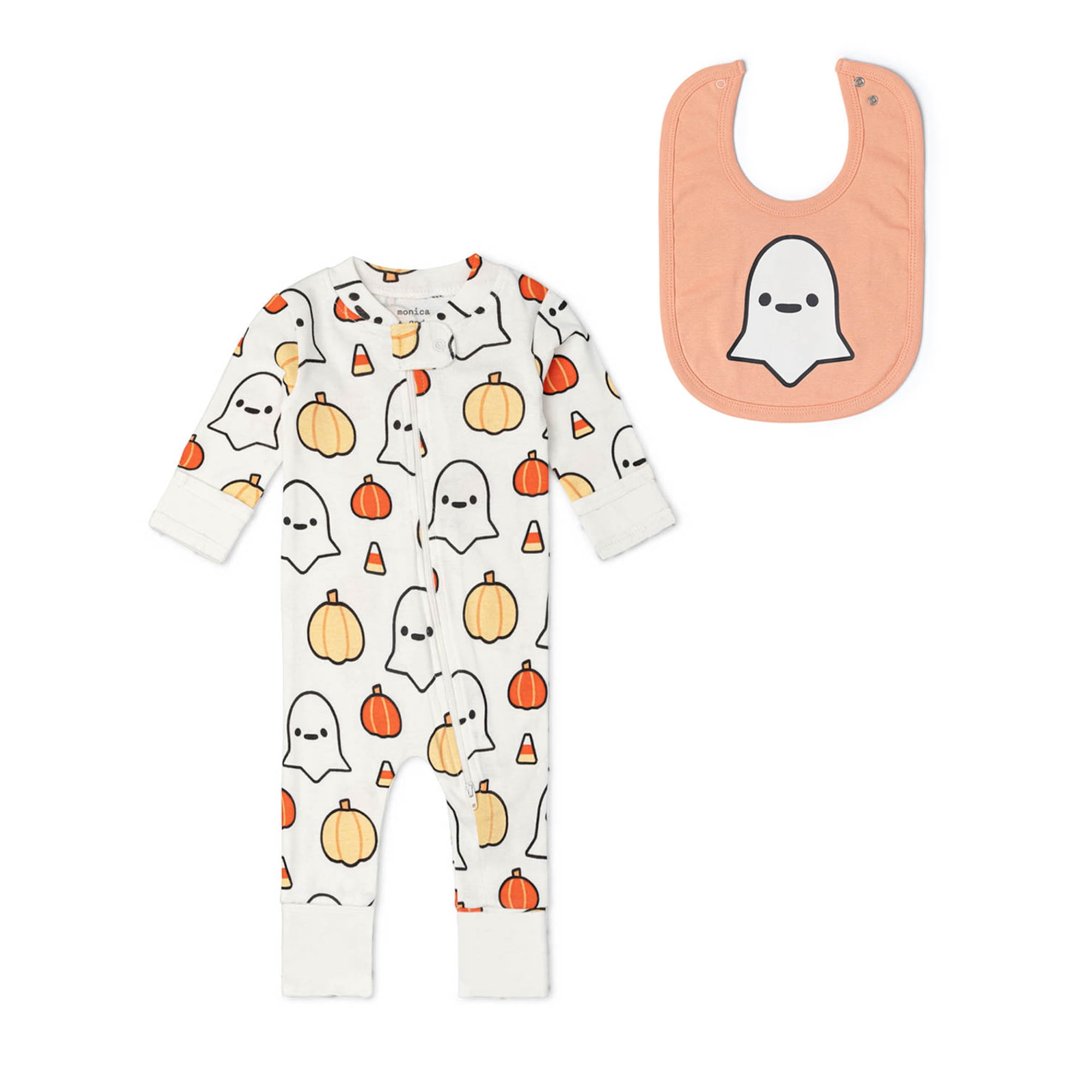Monica + Andy Organic Cotton One Piece Coverall and Bib Set, Sizes Newborn - 18-24 Months