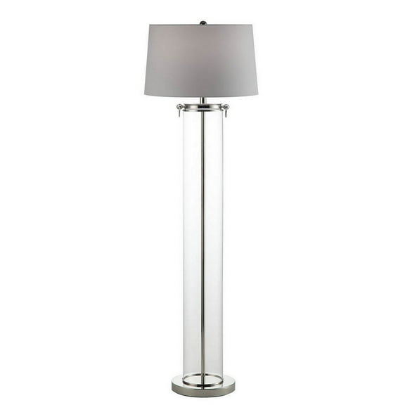 Axie 60 Inch Floor Lamp - Clear Glass Stand - Empire Shade - Metal - Nickel