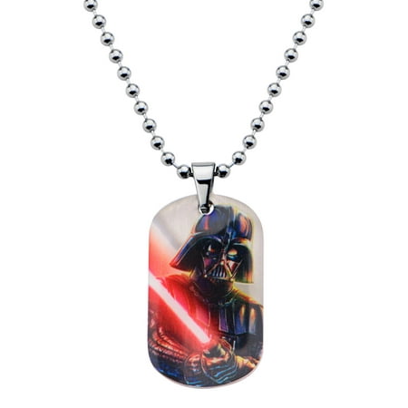 Stainless Steel Star Wars Graphic Darth Vader Kids Dog Tag Pendant with Chain