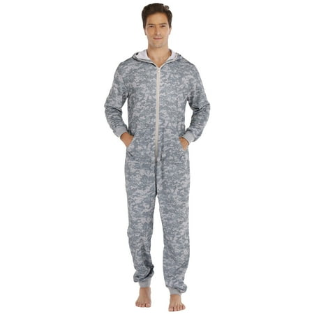 

Mens Pajamas Set Long Sleeve Soild Color Printed Jumpsuit Zipper Hood Pyjamas Nightwear With Pockets