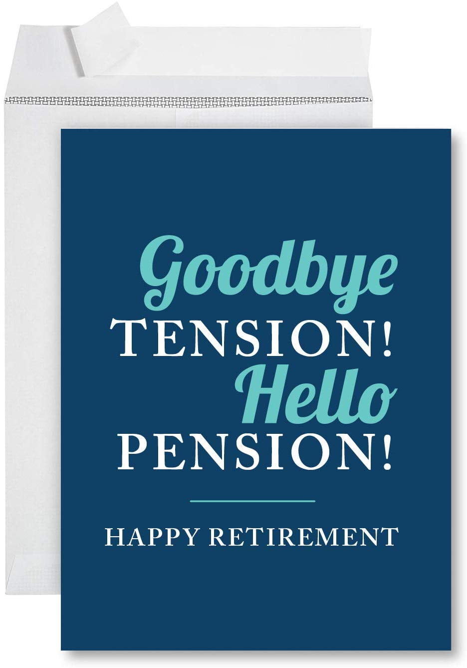 Koyal Wholesale Funny Jumbo Retirement Card With Envelope, Farewell Office, Goodbye Tension Hello Pension Blue