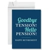 Koyal Wholesale Funny Jumbo Retirement Card With Envelope, Farewell Office, Goodbye Tension Hello Pension Blue