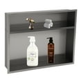 thumbnail image 2 of Logmey 19x15 Inch Stainless Steel Matte Black Bathroom Shower Niche Double Tier Built-in Wall Shower Shelve, Living room/Bedroom/Kitchen Storage Shelve, 2 of 9