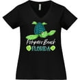 thumbnail image 3 of Inktastic Pompano Beach, Florida Happy Sea Turtle Women's Plus Size V-Neck T-Shirt, 3 of 5