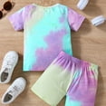 thumbnail image 2 of Gibobby Conjunto niños pequeños bebés Niñass primavera verano estampado algodón manga corta Tops camiseta pantalones cortos trajes ropa(Morado, 5-6 Años), 2 of 5