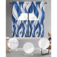 thumbnail image 2 of Blue White Moire Swag Curtains for Living Room/Bedroom Windows, Modern Abstract Art Kitchen Curtains and Valances Set 36 Inch Length, Light Filtering Swags Valance Curtain Panels, 2 of 5