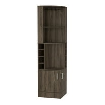Newboti Furniture Corner Bar Cabinet, Two External Shelves, Dark Walnut 51067