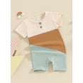 thumbnail image 3 of Bslissey Baby Girls Boys Short Sleeve Jumpsuit Contrast Color Crew Neck Romper Shorts Newborn Infant Casual Summer Bodysuit for Daily 3M 6M 12M 18M, 3 of 8