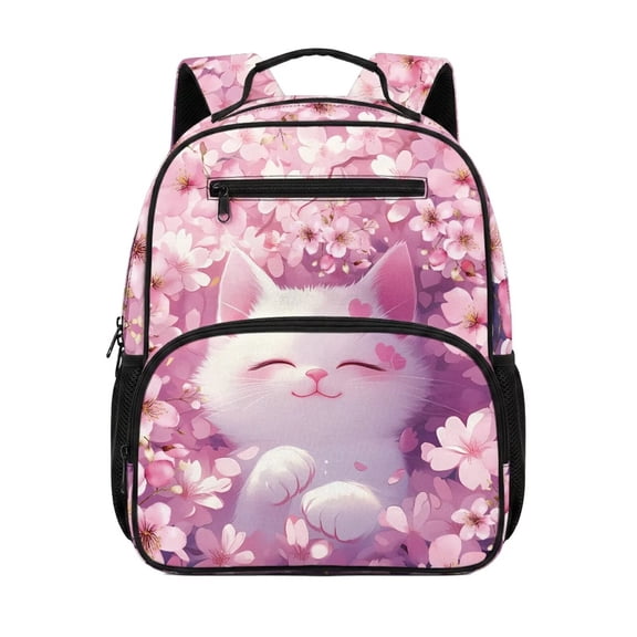 KUIFORTI Cat Blossoms Toddler Backpack Boys Girls Kids School Bag with Multiple Organizer Pockets Adjustable Straps for Preschool Kindergarten Back to School Gifts