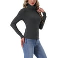 thumbnail image 4 of INSPIRE CHIC Womens Turtleneck Tops Mock Turtle Long Sleeve Shirts Fall Winter Warm UnderShirt Thermal Top Basic Layer X Large Gray, 4 of 6