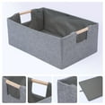 thumbnail image 2 of REGALWOVEN Foldable Storage Basket with Wood Handles, Fabric Storage Bin for Shelves Closets Gray 15*10.6*5.9, 2 of 5
