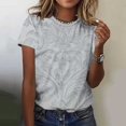 thumbnail image 2 of Cmfcve Summer Shirts for Women Round Neck Button Tunic Blouse Short Sleeves Printed Vacation Tee Shirt, 2 of 6