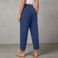 thumbnail image 6 of Besolor Women's Cotton Linen Pants Summer Casual Lace Drawstring Elastic Waist Cropped Trouser with Pockets, 6 of 7