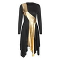 thumbnail image 3 of Alvivi Women's Long Sleeve Asymmetrical Praise Dance Dress Metallic Church Worship Lyrical Dancewear Black XL, 3 of 7