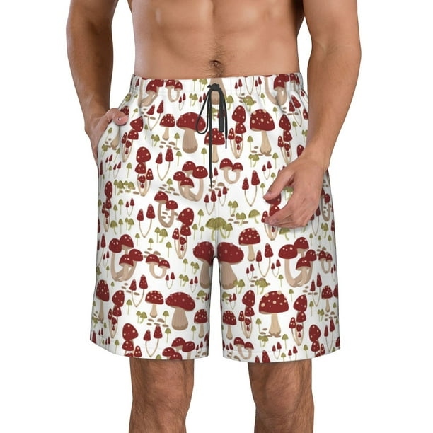 Fotbe Mushroom Trajes de Baño Estampados para Hombre, Shorts de Verano de Secado Rápido, Ropa de Playa, Bañadores-Large