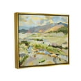 thumbnail image 3 of Lush Green Mountain Landscape Abstract Painting Metallic Gold Framed Art Print Wall Art, 3 of 6