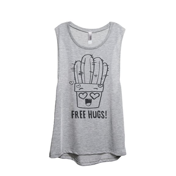 Thread Tank Free Hugs Women's Sleeveless Muscle Tank Top Sport Grey Small