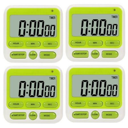 

4 Pack Digital Kitchen Timer for Teacher Classroom Small Timers for Kids Magnetic Stand ON/Off Switch