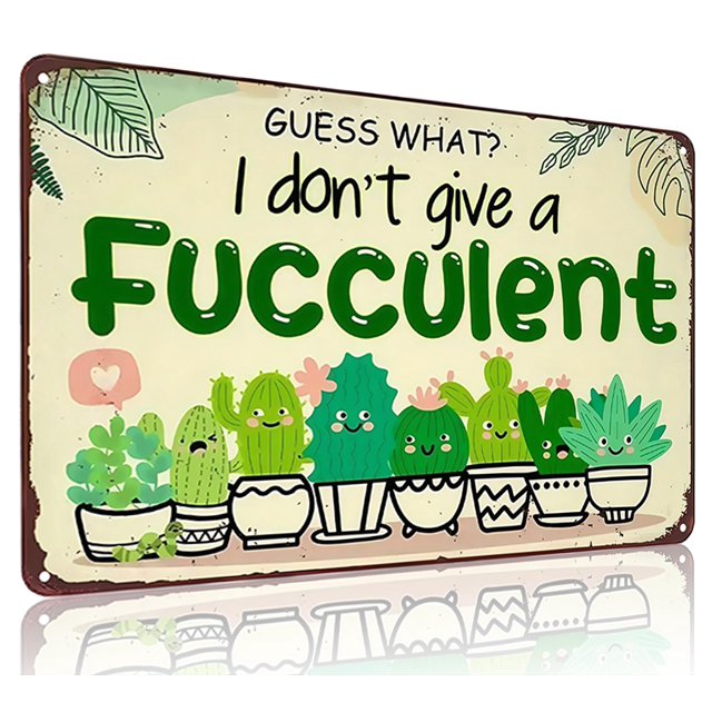 Bestylez Garden Gifts Vintage I Don'T Give A Suculent Gardening Signs Para El Hogar, Jardín, Invernadero, Sala De Estar, Dormitorio, Patio, Decoración Al Aire Libre, 8 X 12 Pulgadas (3363)