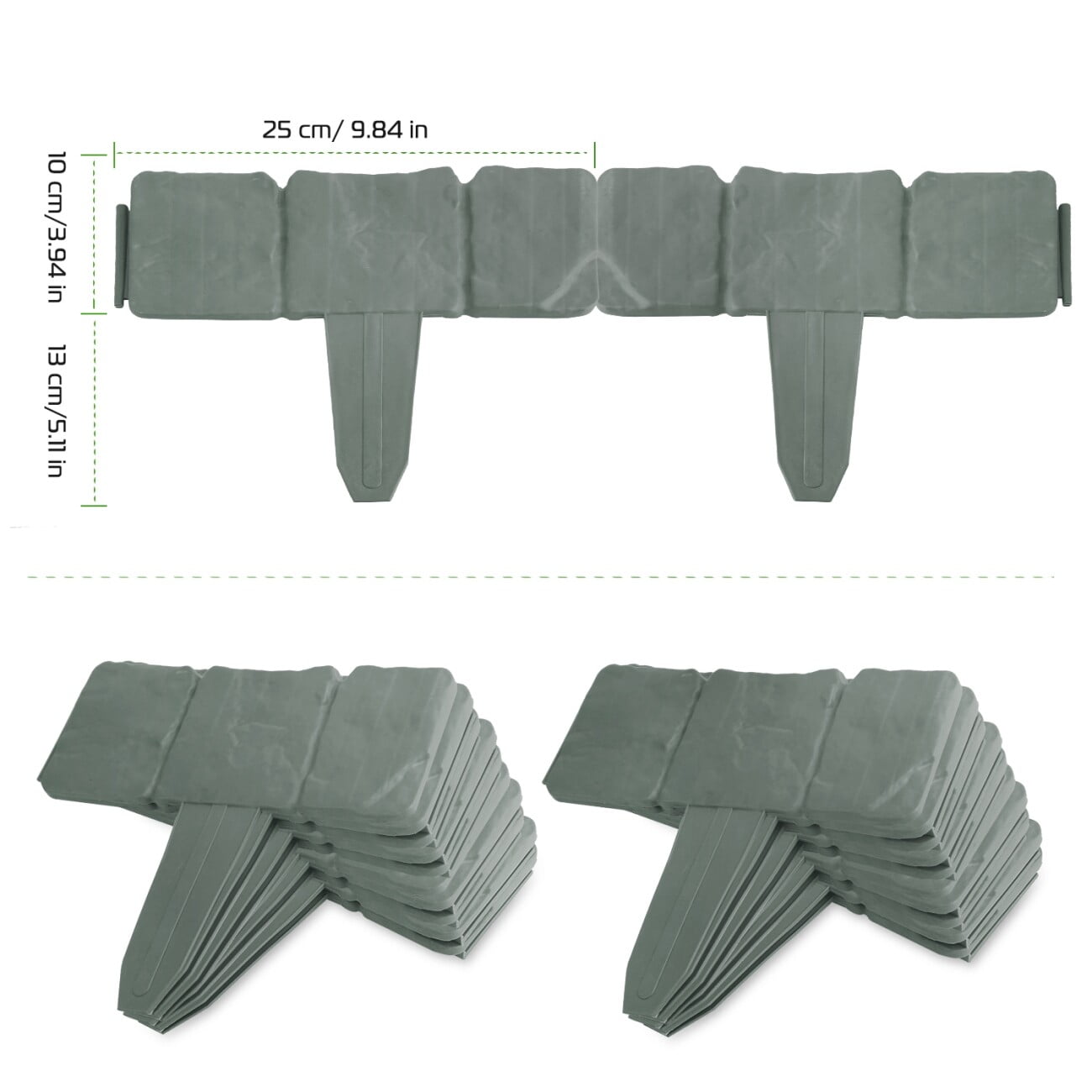 20Pcs Garden Edging Border, Imitation Stone-Like Textured Landscaping Edging Border, No Dig Lawn Edging, Flower Bed Border for Yard Lawn, Gray