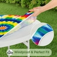 thumbnail image 5 of Colorful Rainbow Tie Dye Spiral Pattern Round Fitted Tablecloth with Elastic Edge,Dining Table Cover Waterproof,Outdoor Round Tablecloth for Camping,Dining,Indoor and Outdoor, 5 of 7