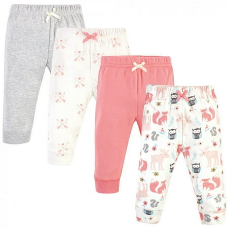 UPC: 0660168524840 | Hudson Baby Infant and Toddler Girl Cotton Pants 4pk Girl Forest 3-6 Months