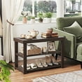 thumbnail image 6 of Sweetcrispy 3 Tier Bamboo Shoe Rack Bench, 35 in Storage Seat Organizer with 286lb Capacity for Entryway, Bedroom, Living Room, Brown, 6 of 9