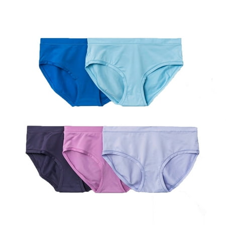 Girl s Solid Assorted 5 Pack Microfiber Hipster Panties - Medium 7/8