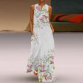 thumbnail image 2 of Gibobby Vestido largo para mujer Vestido maxi floral sin mangas con cuello en V de verano para mujer(Amarillo,G), 2 of 5