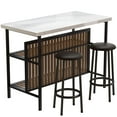 thumbnail image 2 of Lamerge Ensemble de Table à Manger 3 Pcs, Table de Salle à Manger en Faux Marbre avec Étagères de Rangement à 2 Niveaux, Ensemble de Table de Bar avec Tabourets de Bar, Îlot de Cuisine Robuste avec Rangement pour Restaurant, Salon, Blanc, 2 of 9