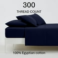 thumbnail image 2 of Real 300-Thread-Count, 100% Egyptian Cotton, 7 PC Sheet Set [2 Fitted, 1 Flat, 4 Pillowcases] |7 PC Split King Size, Navy Blue Color| 300TC Egypt Long Staple Cotton, Fit Upto 10" Deep Pockets, 2 of 8