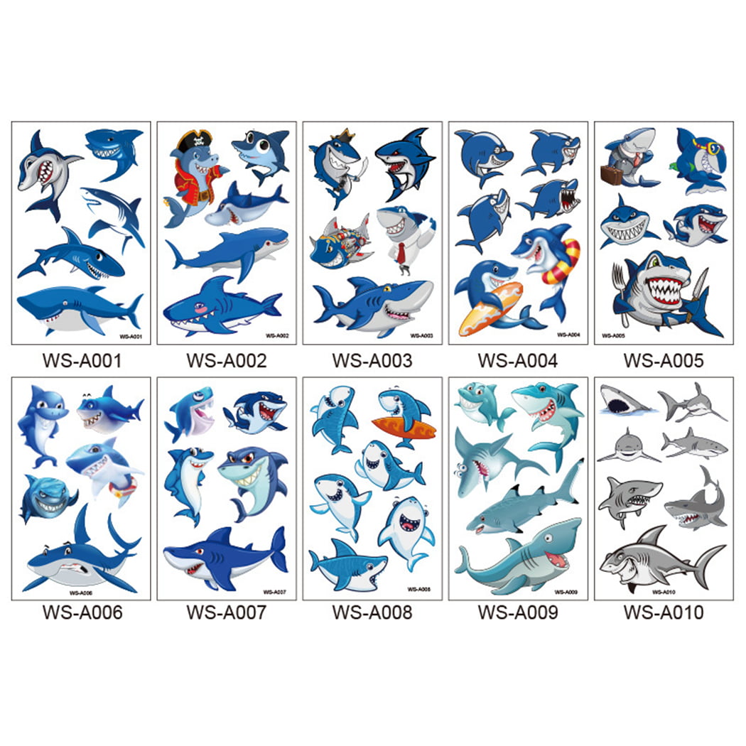 Shark Tattoos for Kids Birthday Party Supplies Temporary Tattoos Shark Party Favors 16 Sheets 
