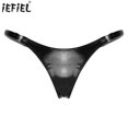 thumbnail image 2 of Calzoncillos de látex Wetlook para mujer, ropa interior de cintura baja con superficie lisa, Color sólido, hebilla en forma de corazón suave, bragas sexis brillantes, 2 of 5