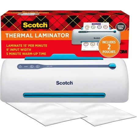 Scotch PRO TL906 Thermal Laminator, 1 Laminating Machine, White/Blue, Laminate Recipe Cards, Photos and Documents, for Home, Office or School Supplies, 9 in.