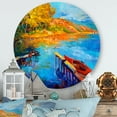 thumbnail image 2 of Designart 'The Lake At Sunset Evening Glow II' Lake House Circle Metal Wall Art 23x23 - Disc of 23, 2 of 5