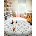 thumbnail image 7 of Unique Loom Trellis Frieze Collection Area Rug - Rounded (6' Round Ivory/Gray), 7 of 7