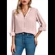 thumbnail image 2 of Blusas Informales de Negocios para Mujer, Camisas de Verano de Larga con Botones y Cuello en V, Blusas de . Rosa L, 2 of 8