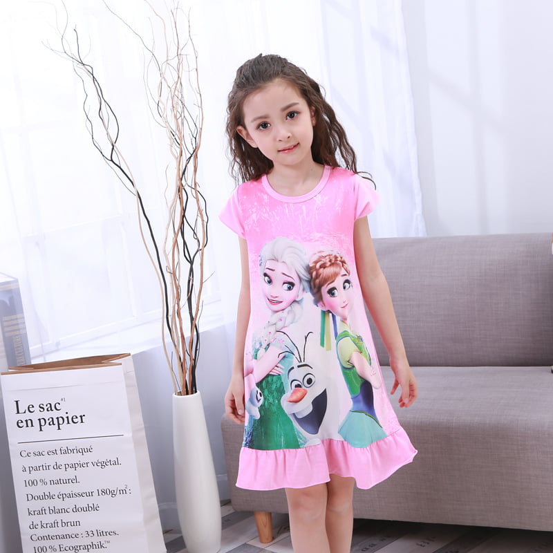 KIDHF Toddler Nightgowns Little Girls PJS Loose Sleepwear Princess Pajamas Dress 