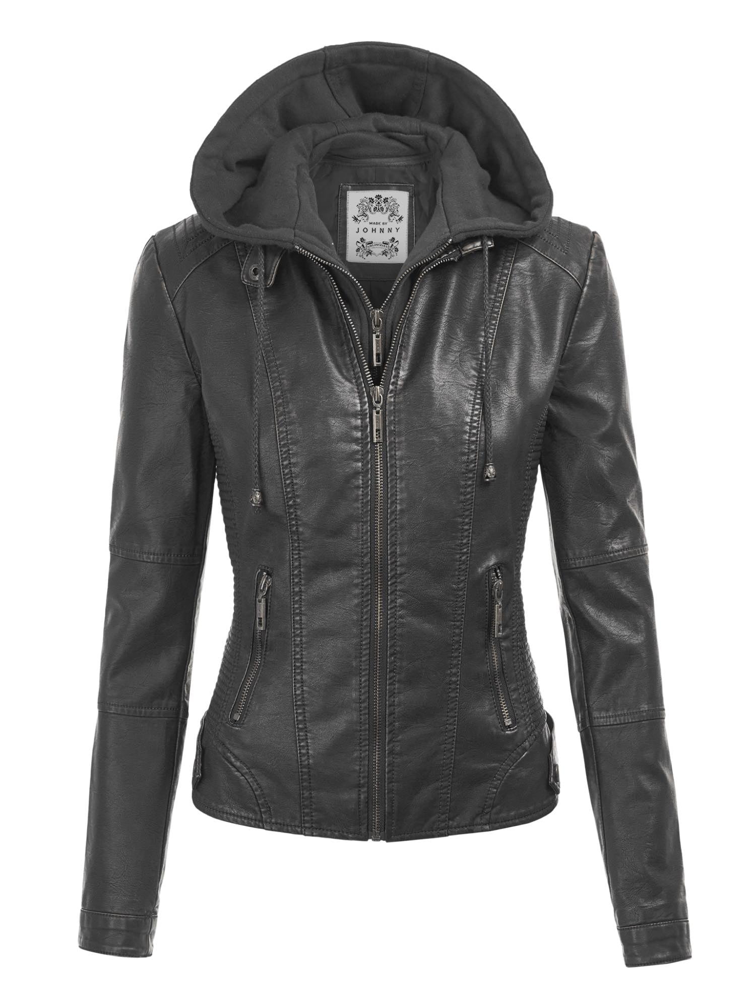 Made by Johnny - MBJ WJC1044 Womens Faux Leather Quilted Motorcycle ...