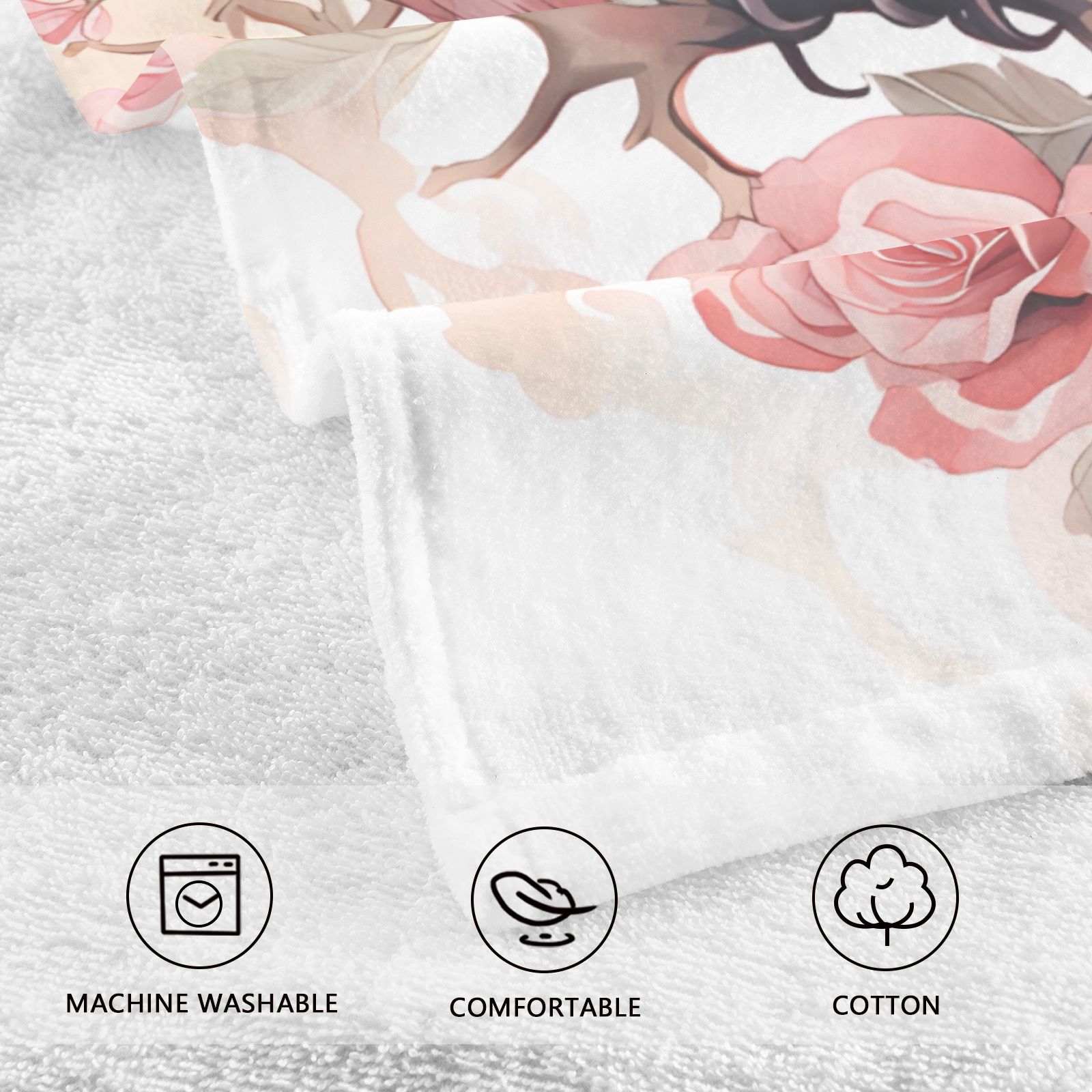 Owl Flowers Leaves Pink Hand Towel Bath Towels Face Towels Cotton Absorbent for Home Hotel Spa Swimming Yoga Sports Decorative Towel Set of 2