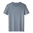 thumbnail image 3 of SWSMCLT Men's Soft Short Sleeve Shirt Lightweight T-shirt Solid Summer Top Basic Crew Neck Tee Cool Slim Fit Grey X-Small, 3 of 4