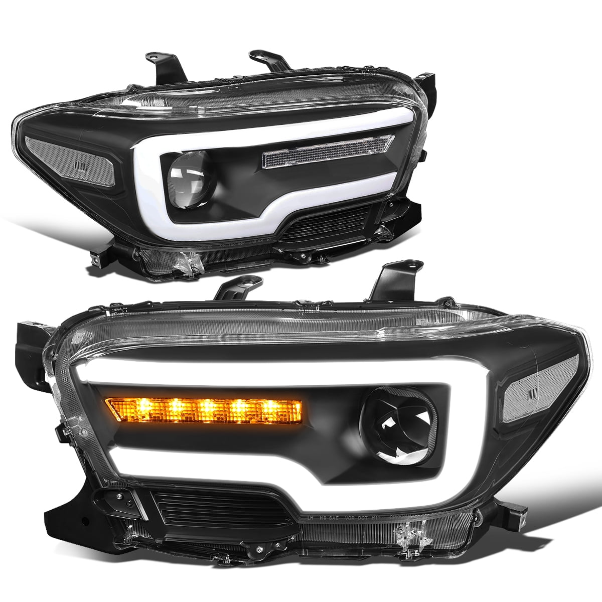 For 2016 to 2017 Toyota Tacoma Black Housing Clear Side 3D LED DRL ...