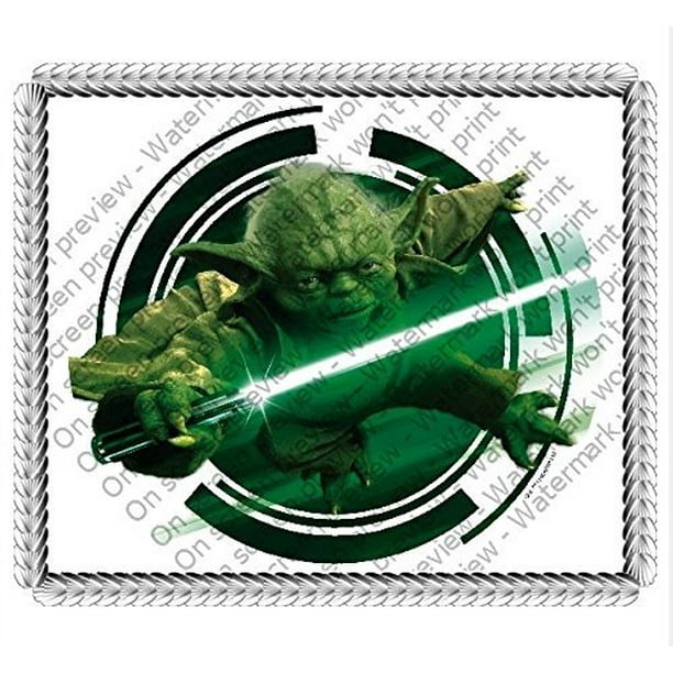 Star Wars Yoda New Cake Topper Edible Icing Image Picture Frosting Sheet Cake Topper Easy To Use Instructions On How To Apply Topper Included By Whimsical Practicality Walmart Com Walmart Com